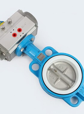 D671F-16气动四氟对夹蝶阀气动阀DN50 65 80 100 125 150 200 250