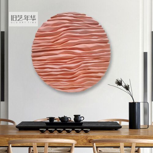 现代简约高端圆挂画酒店会所样板间立体装饰画实物雕刻抽象客厅画