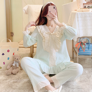 2025新款春秋睡衣女全棉双层纱布公主日系可爱甜美纯棉家居服套装