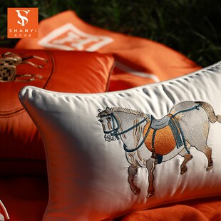 腰枕橙色现代简约风客厅沙发长方形B30x50靠枕床头靠垫抱枕套小号