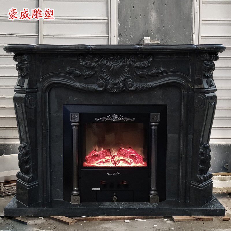 大理石壁炉石雕欧式室内简约美式电视背景墙装饰柜摆件石材壁炉架