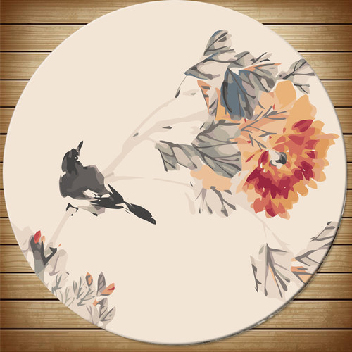 圆形数字油画花卉DIY手绘填色油彩画客厅我输玄关走廊装饰画挂画