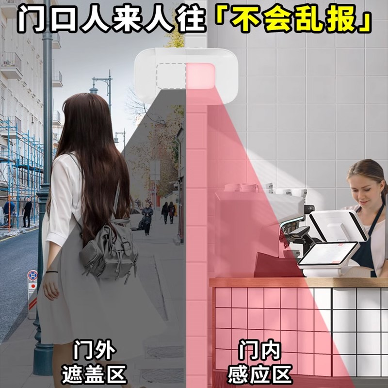 商店门口迎宾门铃欢迎光临感应器便利店分体O式进门语音播报提示