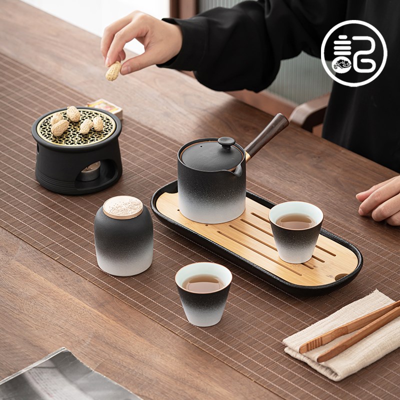 记今朝渐变色侧把壶一壶二杯带茶盘功夫茶具套装酒V店民宿办公小
