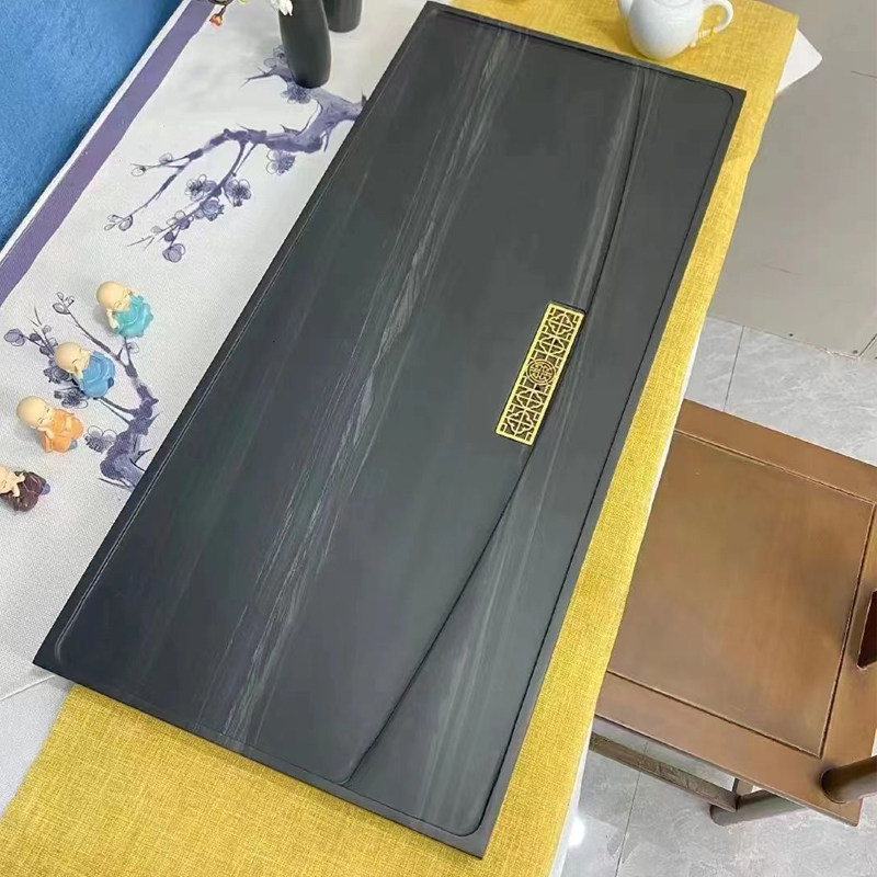 木纹石茶盘整块天然大理石皇庭玉绿E檀茶盘家用简约嵌入式定制石