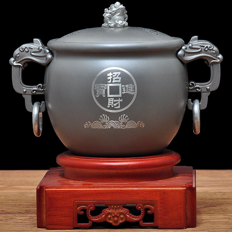 锡茶叶罐聚宝盆摆件密封罐存储醒茶罐锡制L工艺品定制公司商务礼