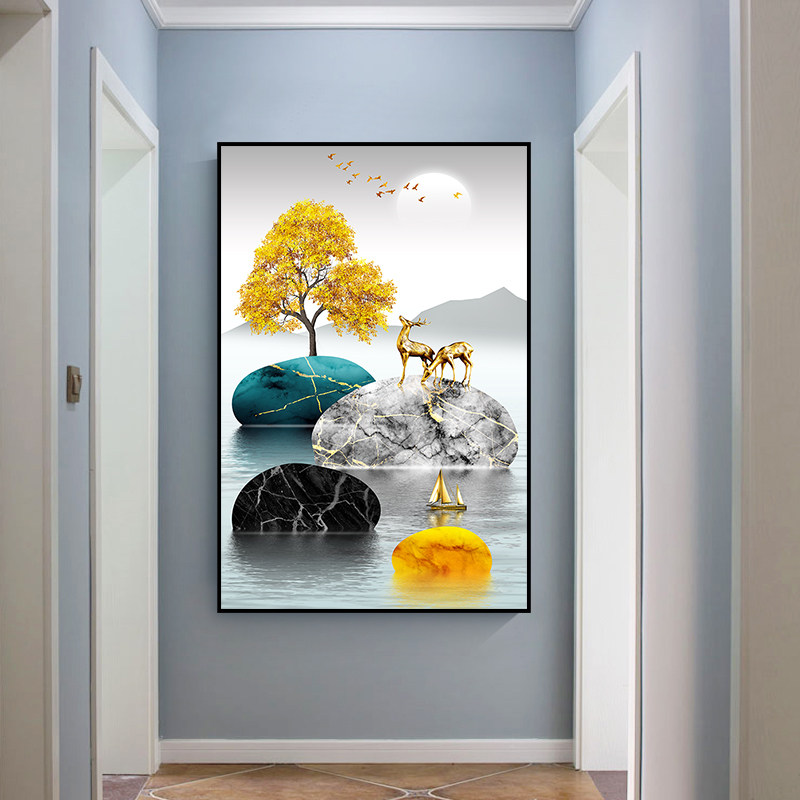 现代客厅装饰画简约正对门玄关过道走廊挂K画歺厅单幅餐厅墙面壁