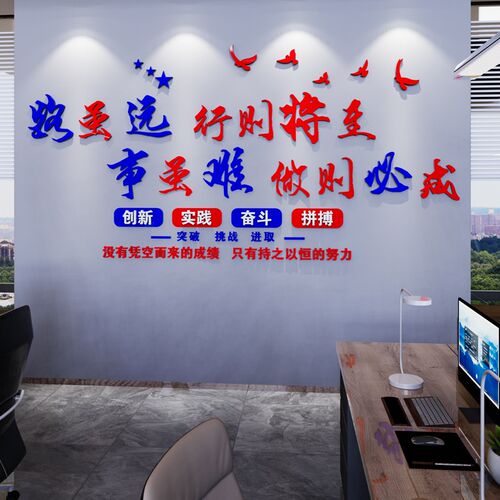 公司办公室背景h墙面装饰画会议室文化墙励J志标语企业形象墙贴纸
