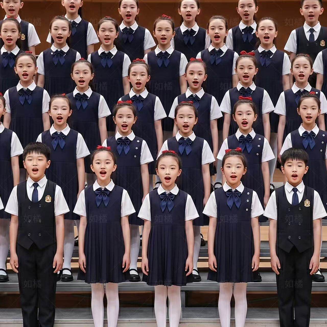 儿童大合唱演出服男女童小学生爱国朗诵比赛初中生合唱团表演服装