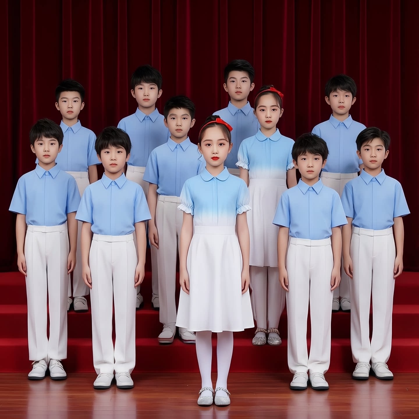 六一儿童夏季初中小学生合唱演出服幼儿园毕业照朗诵比赛表演服装