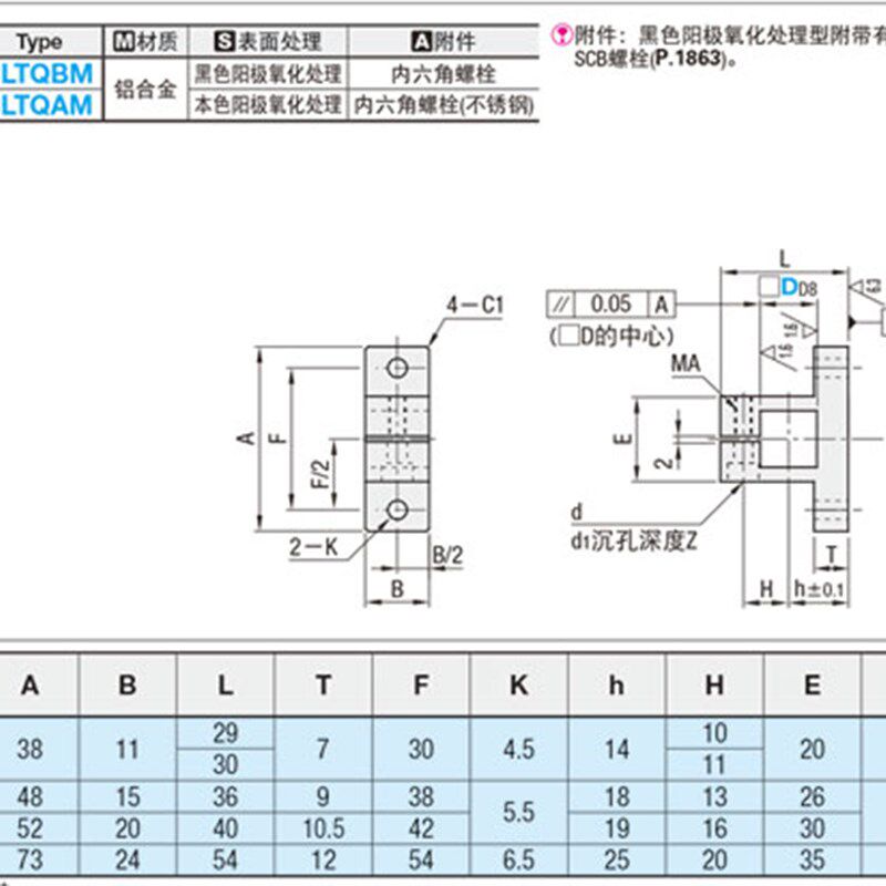 底座用支架 方孔 侧安装支座标准型CLTQBM/CLTQAM10/12/15/20/25