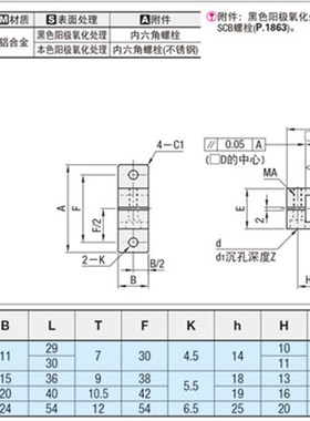底座用支架 方孔 侧安装支座标准型CLTQBM/CLTQAM10/12/15/20/25