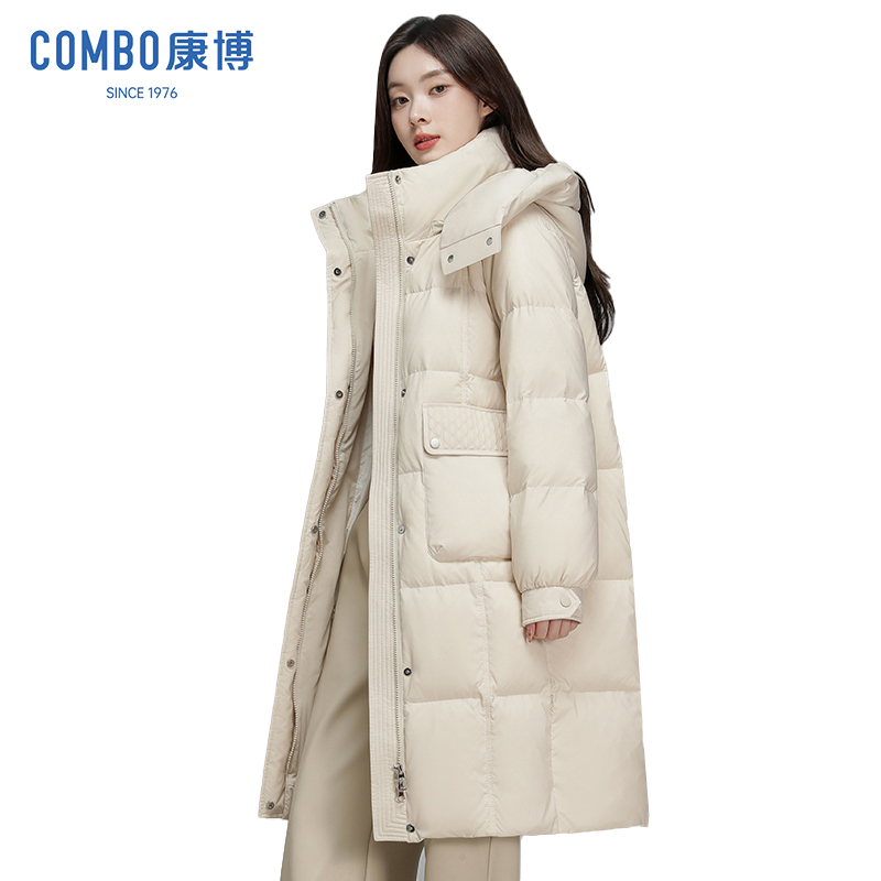 combo康博羽绒服女中长款冬季新款休闲加厚鸭绒保暖外套防寒服女