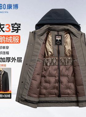 combo/康博新款百搭男士羽绒服连帽加厚鹅绒派克服冬季保暖外套1