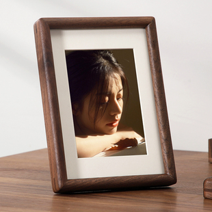 黑胡桃木相框摆台定制洗照片做成高级感6寸7寸8N寸10挂墙a4装 裱di