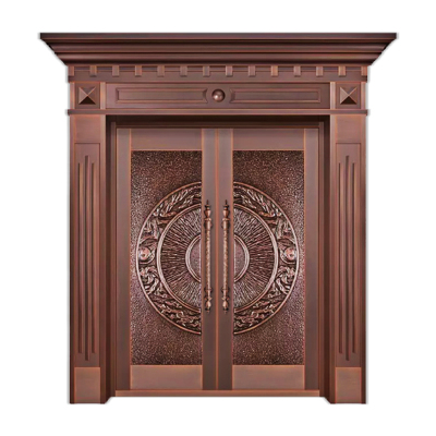 铜门别墅大门双开门不锈钢镀铜农村自建房家用四开子母入户庭院门