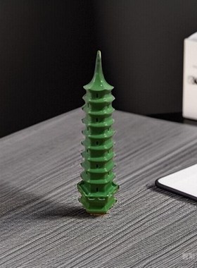 绿色办公室摆件九l层陶瓷文昌塔书房假山造景装饰中式客厅简约水