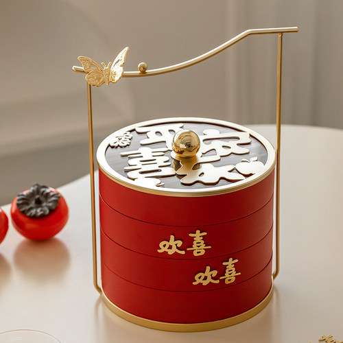 桌面摆台多层果i盘客厅茶几干果盘新年过年喜庆订婚结婚礼乔迁之