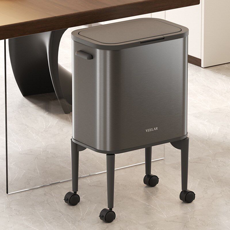厨房大容量36L免弯腰垃圾桶 带轮子家用高脚按压式可移动卫生桶