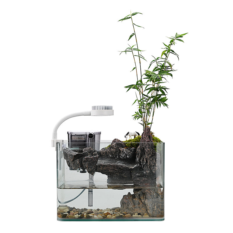 假山流水摆件过滤循环水桌面植物小型鱼缸客厅办公室装饰桌面景观