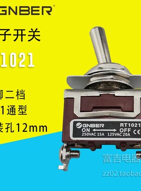 GNBER冈本钮子开关 扭摇头摇臂开关1极1通型冈本RT1021二脚二档