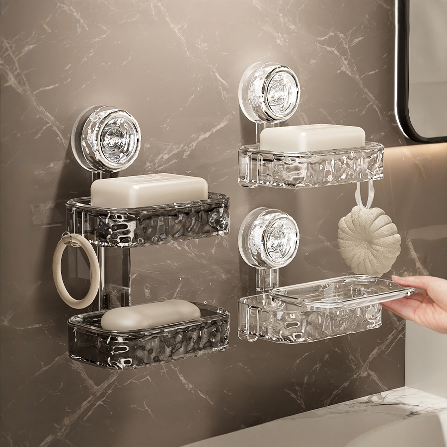 波纹吸盘肥皂盒单层双层壁挂式