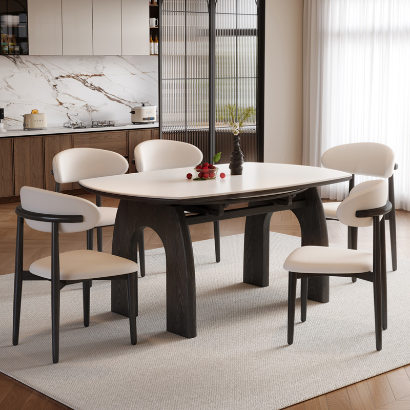 香丽华庭2025新款岩板餐桌椅组合家用小户型餐桌可伸缩可变圆餐桌