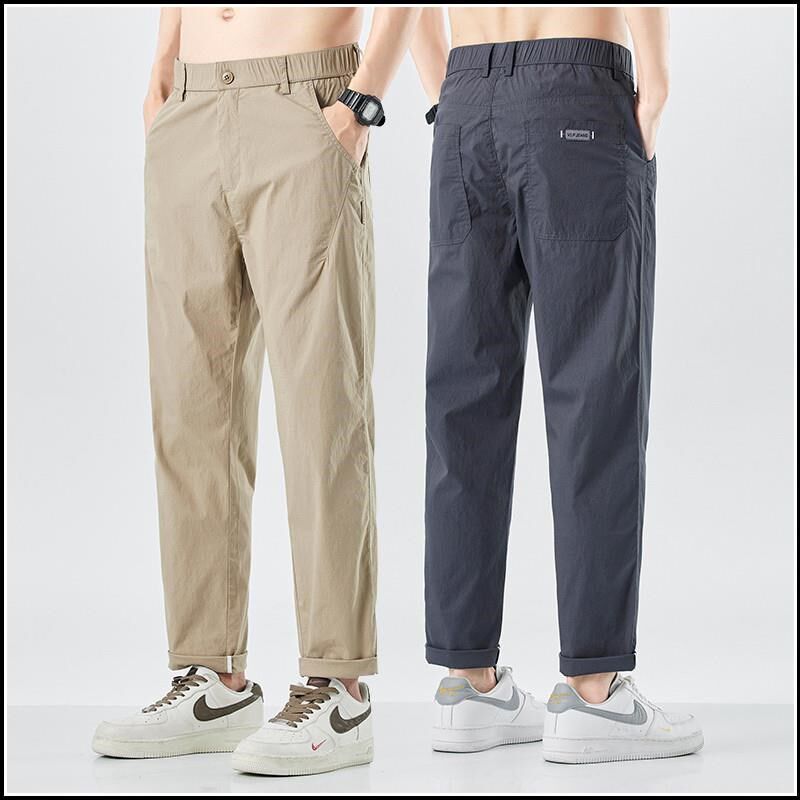 冰丝裤子男夏季薄款潮流百搭宽松九分休闲裤2024夏天商务直筒西裤