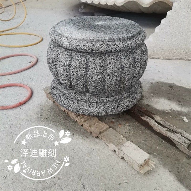 大理石柱墩底座石墩子垫基石柱脚石雕柱皮圆墩空心石柱础柱顶石