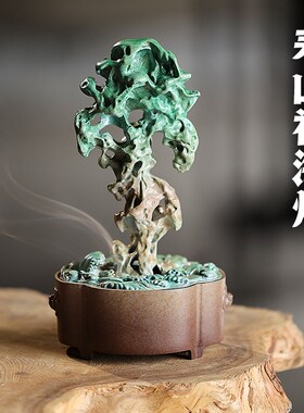 创意太湖石香炉纯铜檀香熏香炉家用沉香盘香香道国风文创茶桌摆件