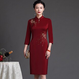 5XL 洋气旗袍改良连衣裙显瘦显肤色大码 春夏新款 婚宴高端优雅时尚