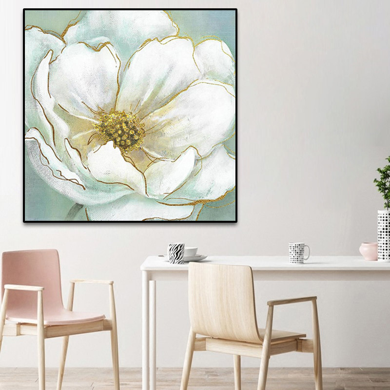 油画纯手绘简约现代北欧花卉卧室过道艺术玄关装饰画餐厅轻奢挂壁