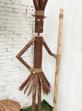 部落酋长木头人偶原木装饰道具户外露营布场站立式木头人创意摆件