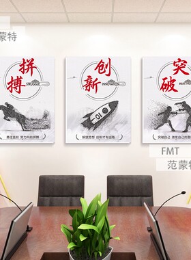 公司办公室挂画企业文化宣传壁画团队建设展板走廊过道墙面装饰画