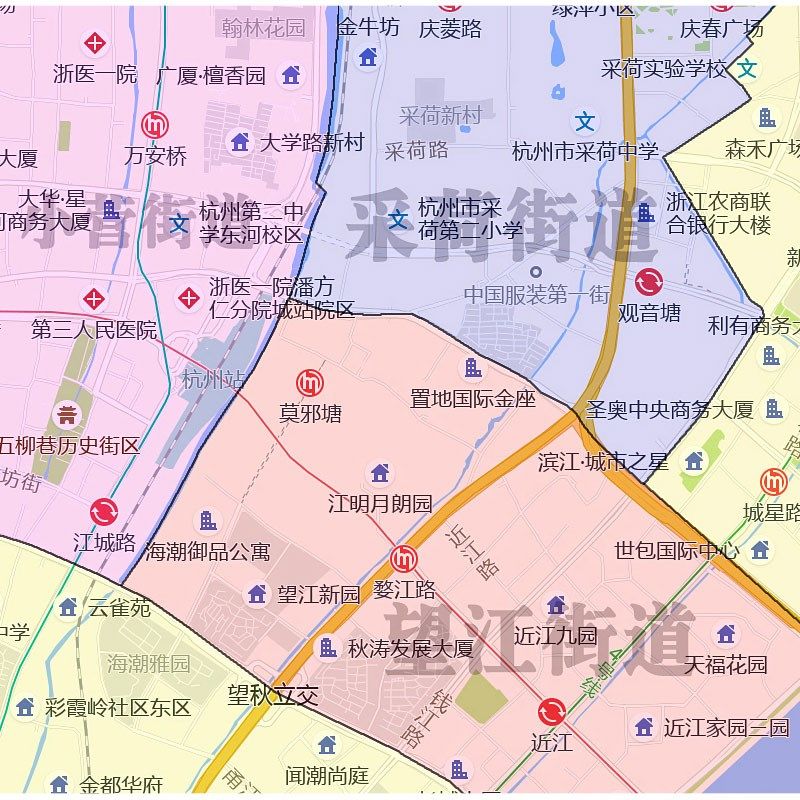 上城区地图1.15m杭州市家用折叠高清办公室书房装饰画墙贴