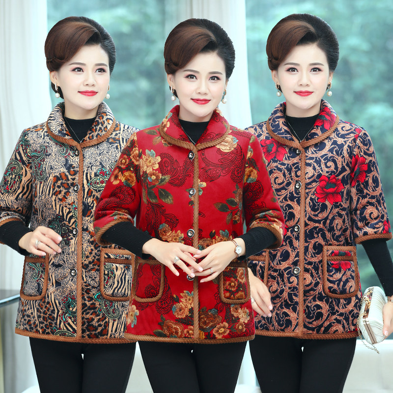妈妈装秋冬新款加厚短袖棉服外套中老年女装加绒大码半袖棉衣马甲