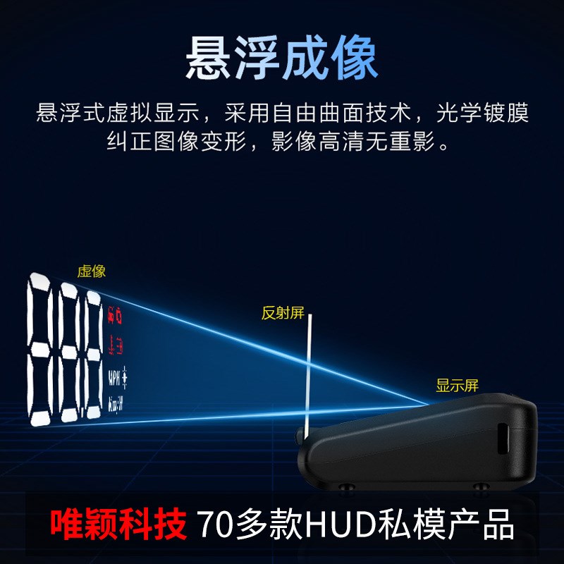 唯颖车载a显示器C100汽车OBD高清速度投影仪货源HUD抬头显示器