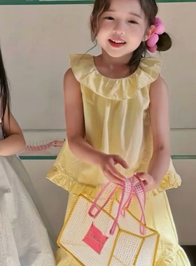 女童夏季甜美轻薄背心两件套套装