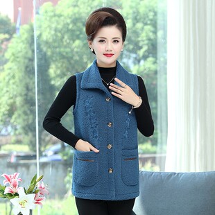 妈妈秋装女外穿春秋马甲坎肩中年时尚加肥大码中老年外搭背心外套