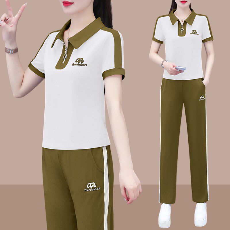 2025夏新款女士运动服套装休闲时尚两件套洋气时髦减龄小个子短袖