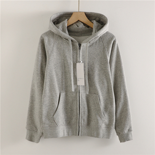 2021春秋新品 运动外套女 学生纯色宽松休闲简约百搭连帽卫衣开衫