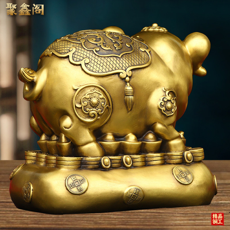 中式纯铜富足旺财猪摆件存钱罐富贵猪生肖猪财富猪家居.办公室装