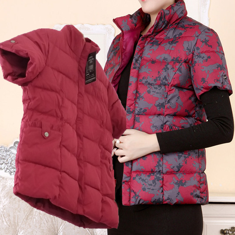 中老年棉背心女外穿冬护肩羽绒棉马甲女短款加厚保暖秋冬季妈妈装
