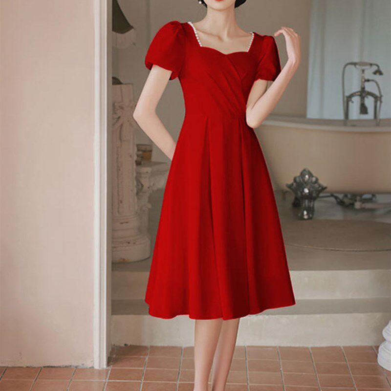 法式白色连衣裙高级感小个子领证登记小白裙轻婚纱小礼服日常可穿