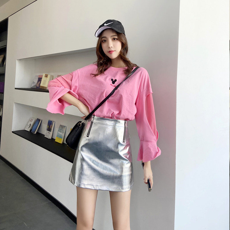 2021新款春季高腰半身裙a字裙女包臀皮裙小个子黑色超火短裙裤裙