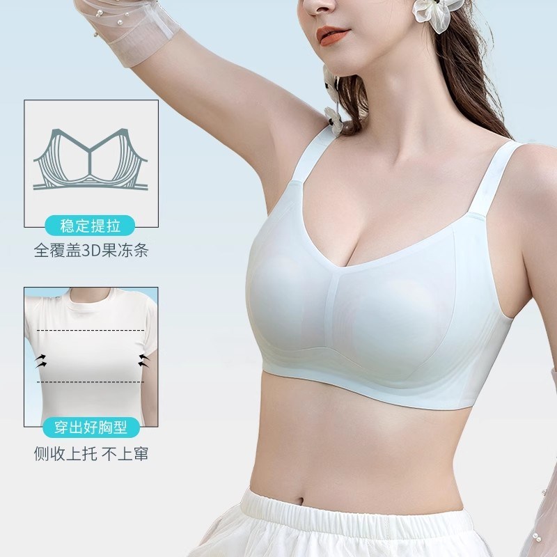 夏季超薄款内衣女大胸显t小防下垂收副乳兔耳朵无钢圈美背文胸