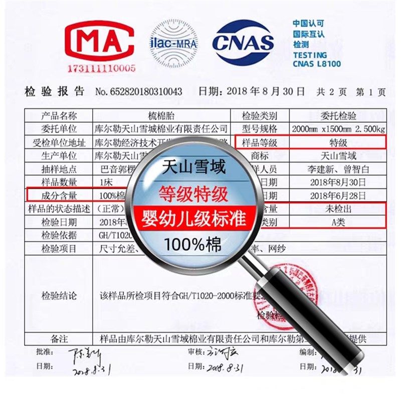 新疆长绒棉花被芯m天山雪域棉胎冬被棉絮垫被千层无网棉被芯