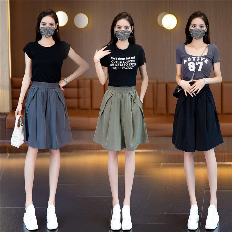 冰丝运动短裤女款夏季2024新款五分裙裤女宽松显瘦中裤阔腿热裤裙