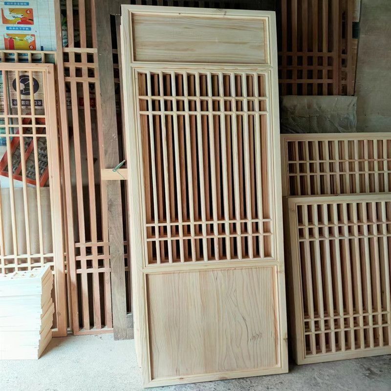 仿古门窗花格中式实木门中式电视背景墙玄O关隔断屏风背景墙定制