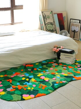 小单定制 植绒地毯浴室垫卧室簇绒D地毯定制客厅地毯机织苔藓地毯